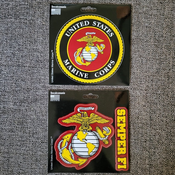 2 Marine Corps Stickers 5" Round Black Red United States Marines Semper Fi Decal - Picture 1 of 4